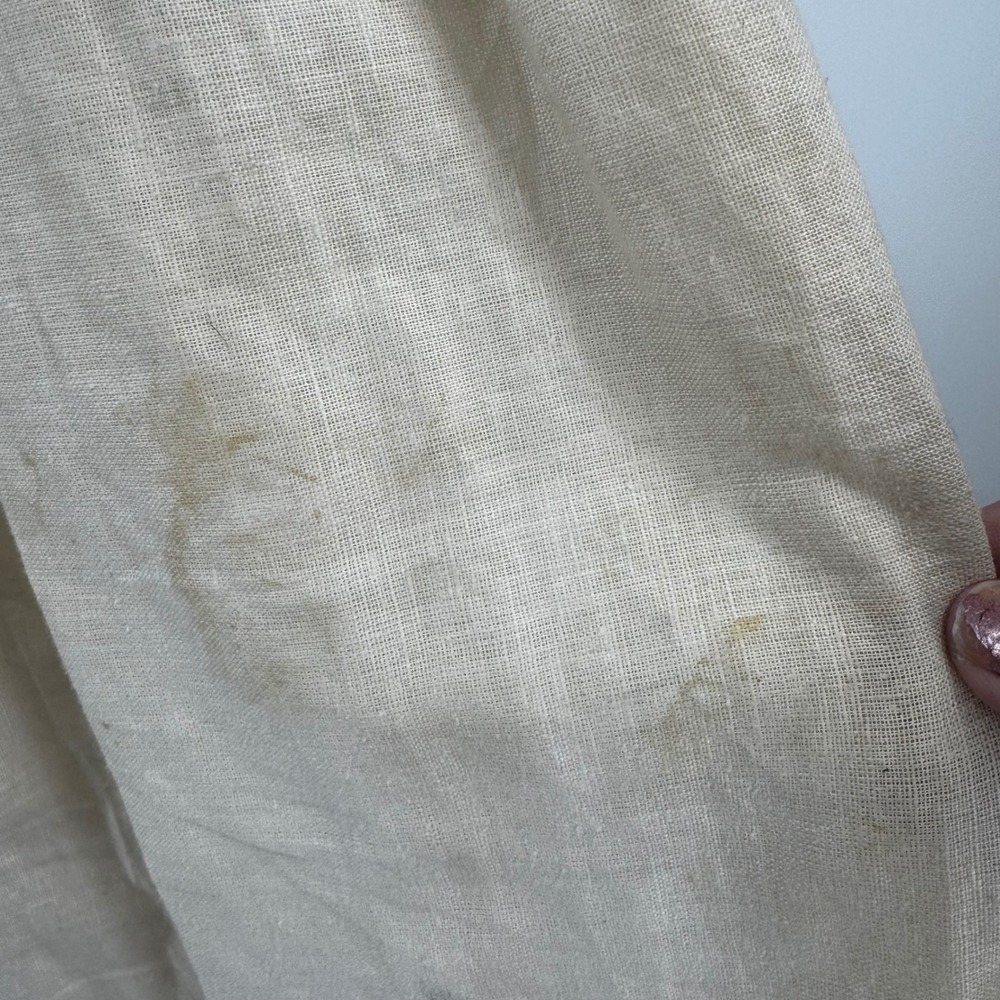 Vintage Handmade Embroidered Lace Linen Dress Cream Cottagecore Project Piece - Picture 16 of 16